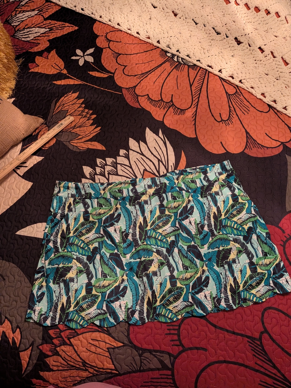 Lillie Green Golf Tropical Leaf-Print Women’s Skort in Teal, Green and Black